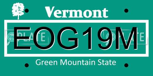 EOG19M Vermont License Plate