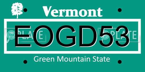 EOGD53 Vermont License Plate