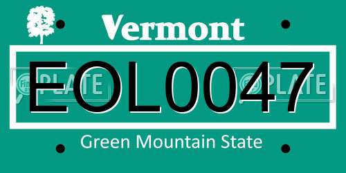 EOL0047 Vermont License Plate