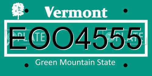 EOO4555 Vermont License Plate