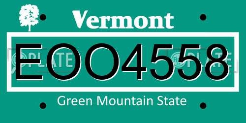 EOO4558 Vermont License Plate