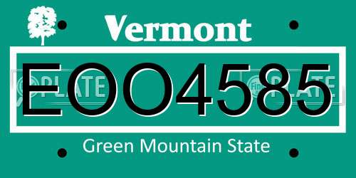 EOO4585 Vermont License Plate