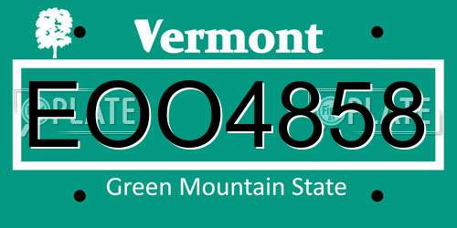 EOO4858 Vermont License Plate