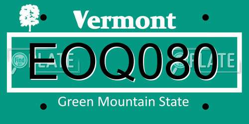 EOQ080 Vermont License Plate