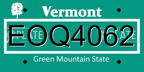 EOQ4062 Vermont License Plate