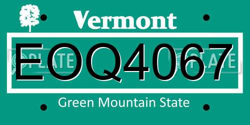EOQ4067 Vermont License Plate