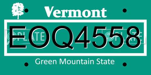 EOQ4558 Vermont License Plate