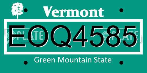 EOQ4585 Vermont License Plate