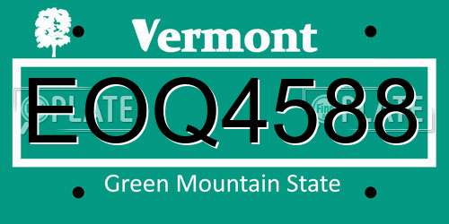 EOQ4588 Vermont License Plate