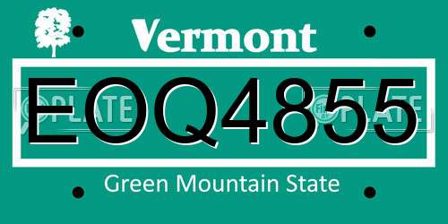 EOQ4855 Vermont License Plate