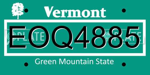 EOQ4885 Vermont License Plate
