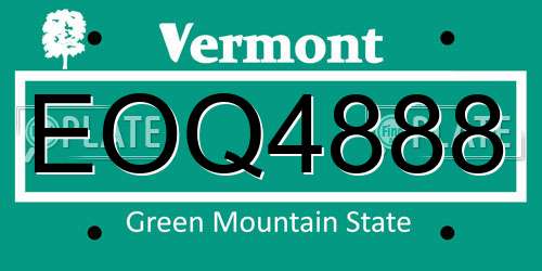 EOQ4888 Vermont License Plate