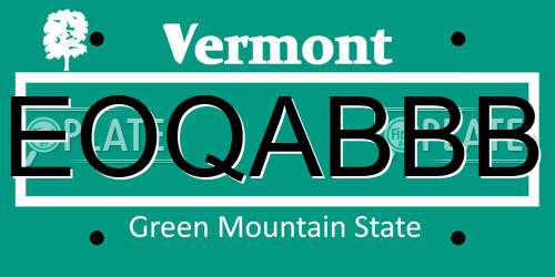 EOQABBB Vermont License Plate