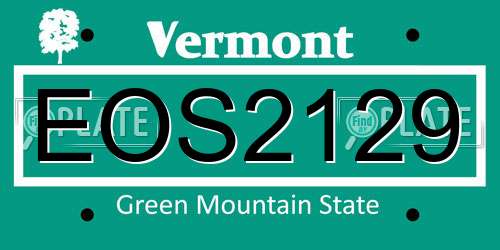 EOS2129 Vermont License Plate