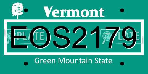 EOS2179 Vermont License Plate