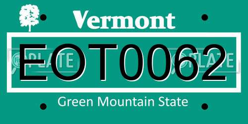 EOT0062 Vermont License Plate