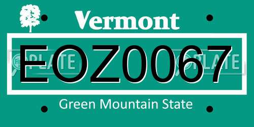 EOZ0067 Vermont License Plate