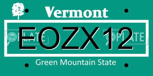 EOZX12 Vermont License Plate