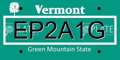 EP2A1G Vermont License Plate