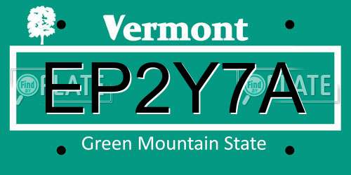 EP2Y7A Vermont License Plate