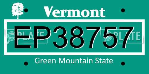EP38757 Vermont License Plate