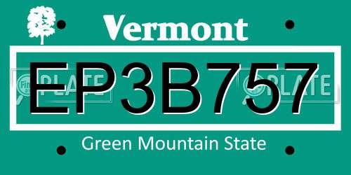 EP3B757 Vermont License Plate