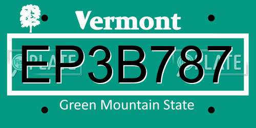 EP3B787 Vermont License Plate