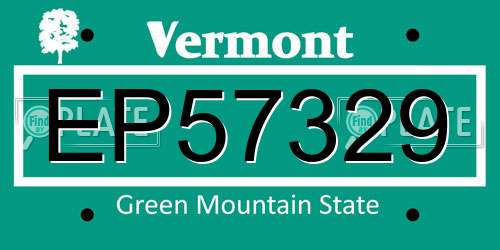 EP57329 Vermont License Plate