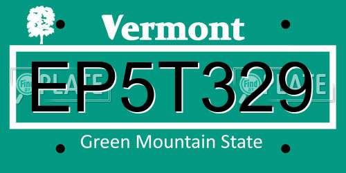 EP5T329 Vermont License Plate