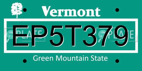 EP5T379 Vermont License Plate