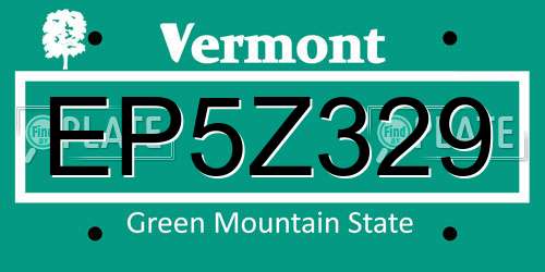 EP5Z329 Vermont License Plate