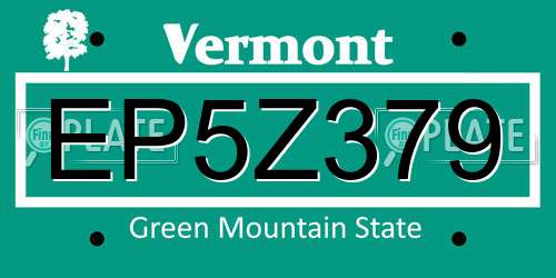 EP5Z379 Vermont License Plate