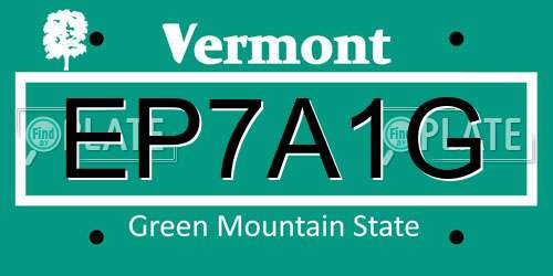 EP7A1G Vermont License Plate