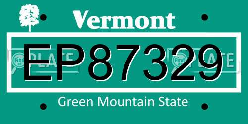 EP87329 Vermont License Plate