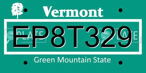 EP8T329 Vermont License Plate