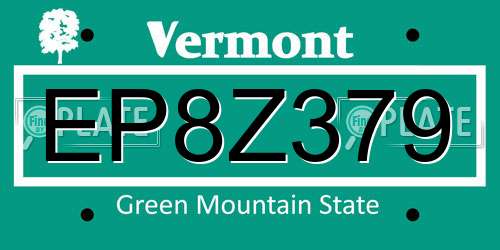 EP8Z379 Vermont License Plate