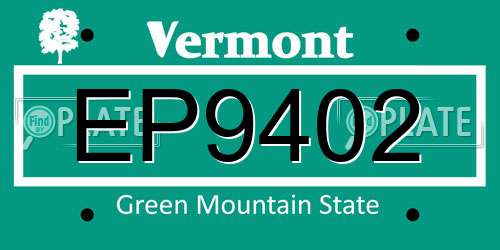 EP9402 Vermont License Plate