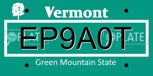 EP9A0T Vermont License Plate