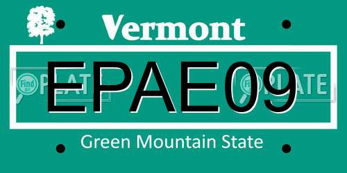 EPAE09 Vermont License Plate