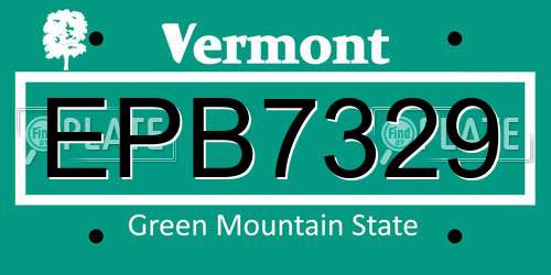EPB7329 Vermont License Plate