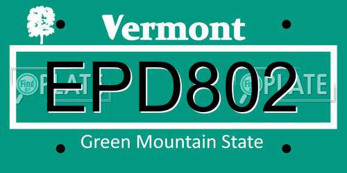 EPD802 Vermont License Plate