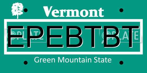 EPEBTBT Vermont License Plate