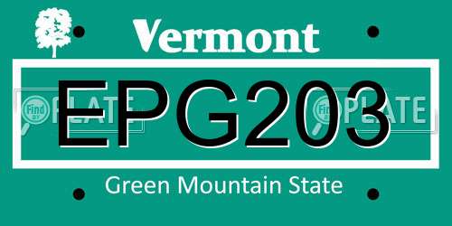 EPG203 Vermont License Plate