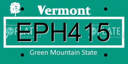 EPH415 Vermont License Plate