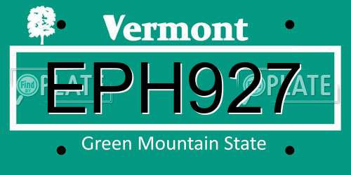 EPH927 Vermont License Plate
