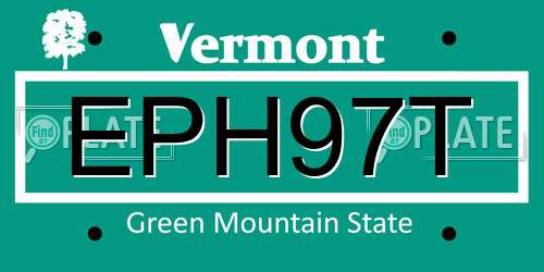 EPH97T Vermont License Plate