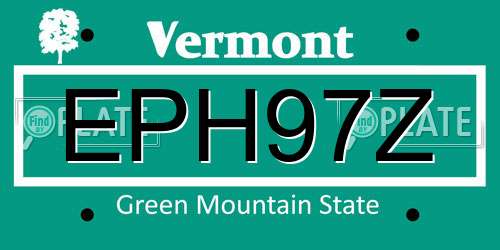 EPH97Z Vermont License Plate