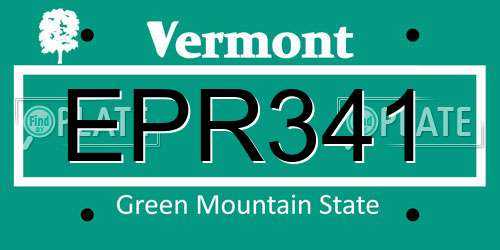 EPR341 Vermont License Plate