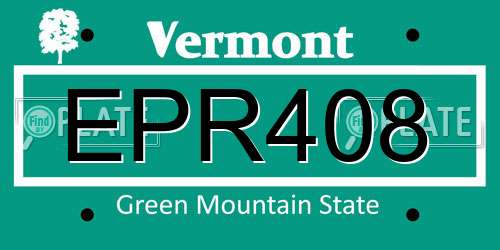 EPR408 Vermont License Plate