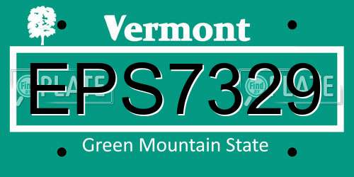 EPS7329 Vermont License Plate